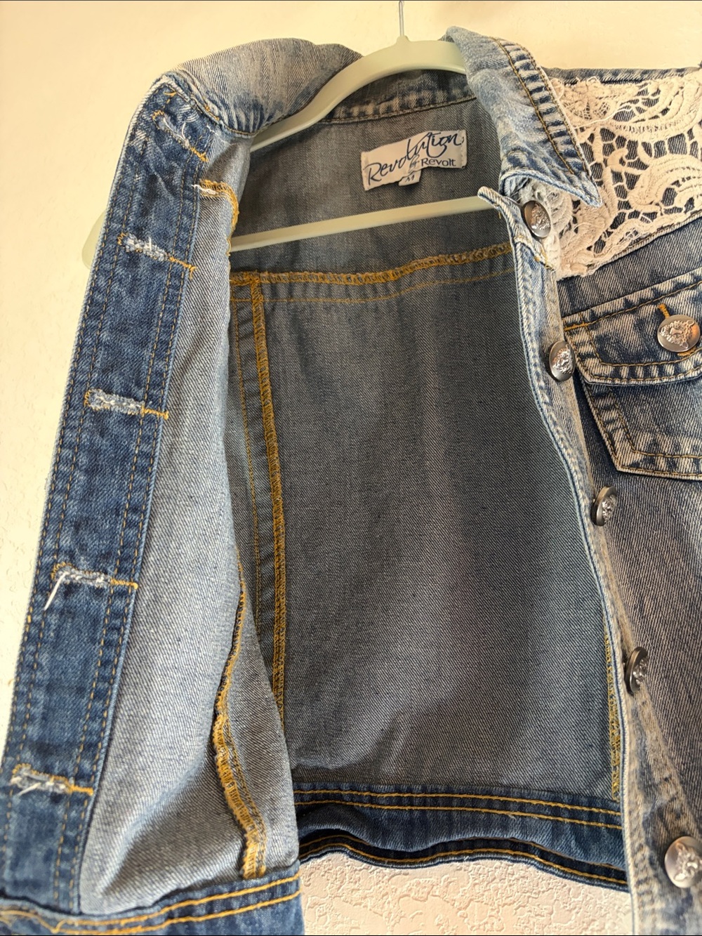Denim Vest with Lace Details - Picture 3 of 7